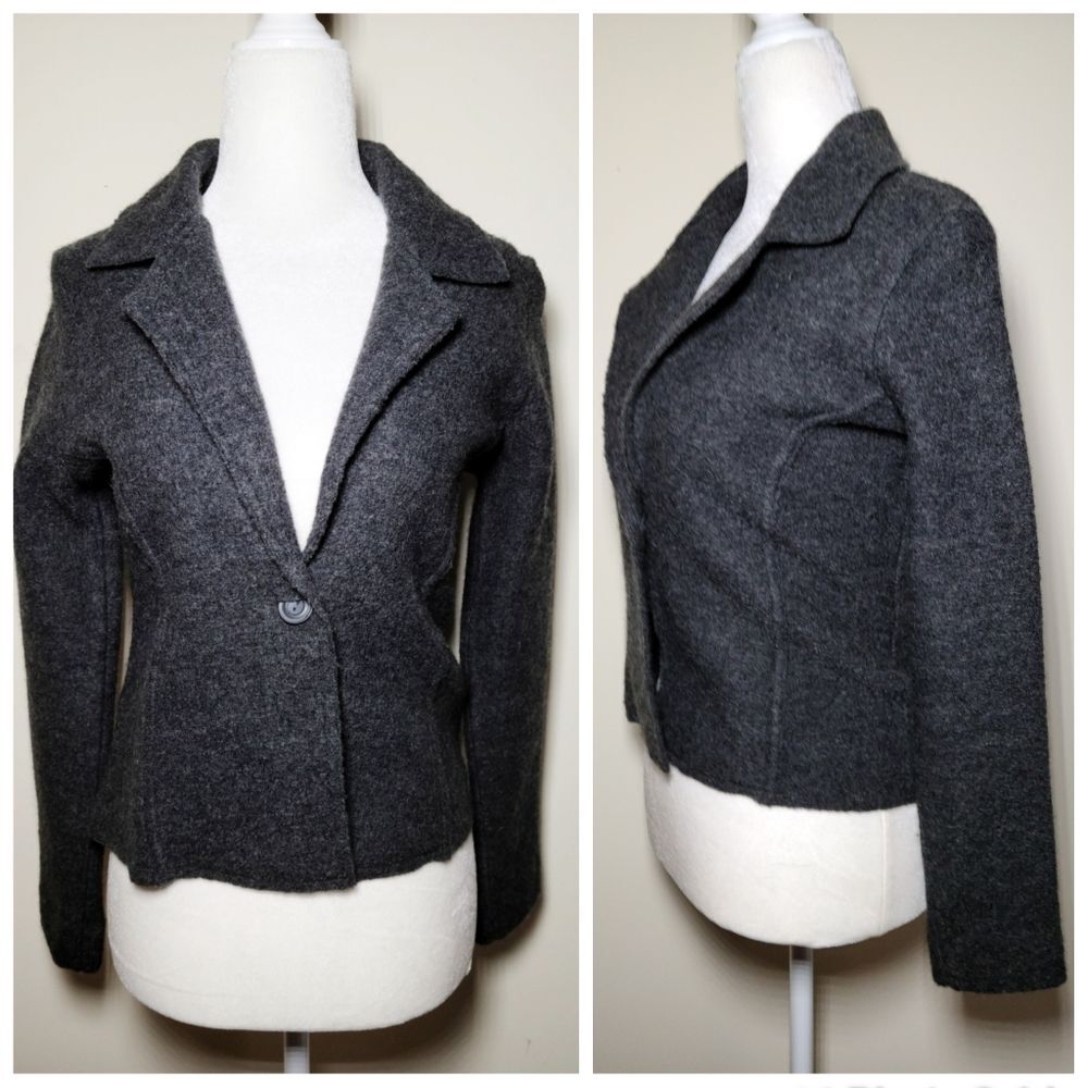 Free People|Grey 100% Merino Wool Blazer Jacket, SMALL